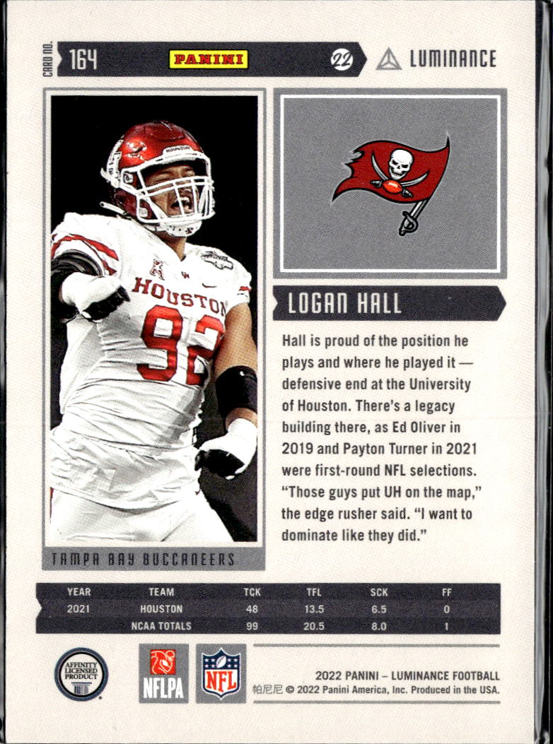 Logan Hall 2022 Luminance RC /249 Tampa Bay Buccaneers