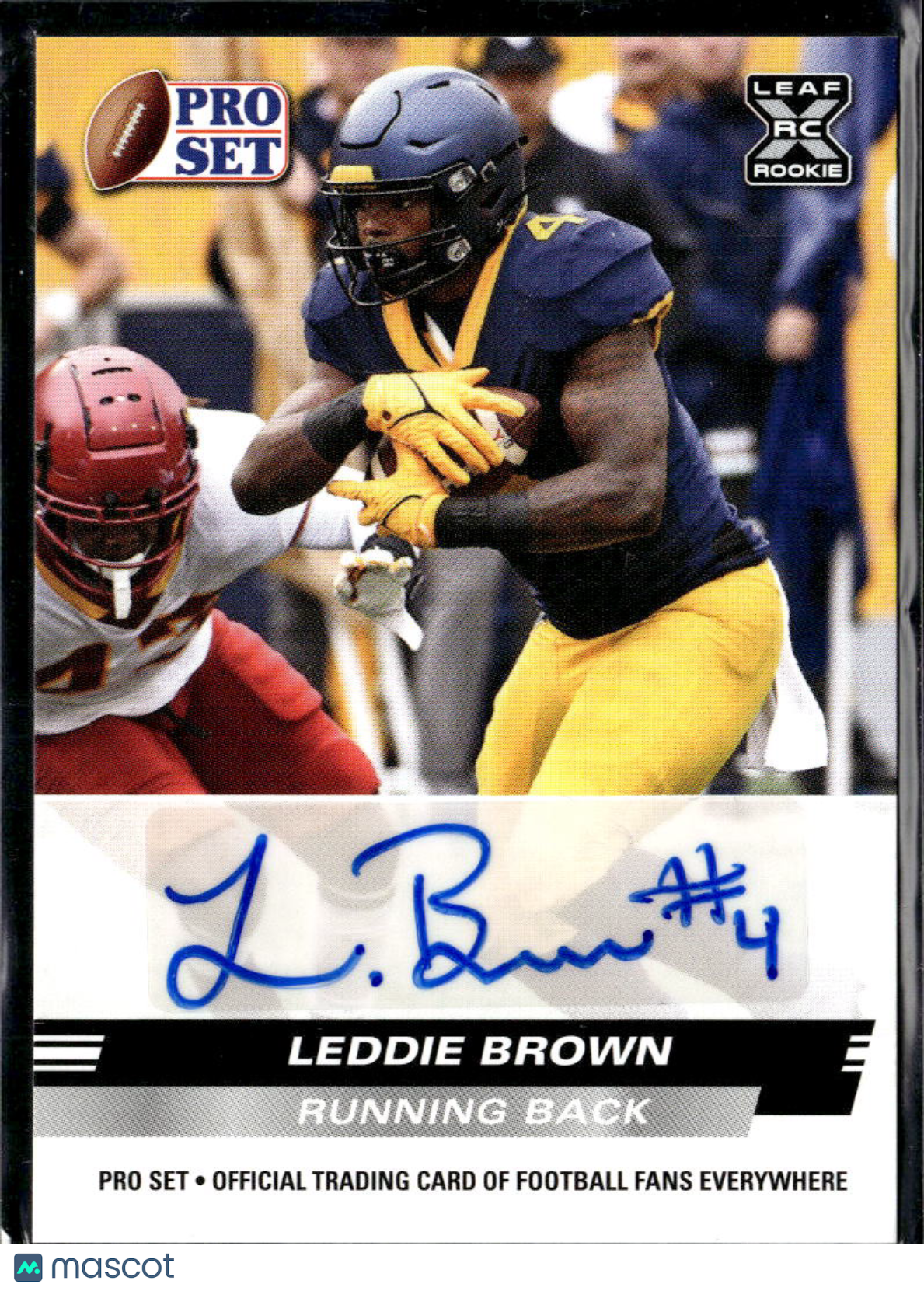 Leddie Brown 2022 Leaf Pro Set RC Auto Autograph RC West Virginia