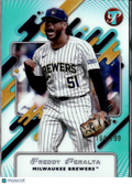 Freddy Peralta 2025 Topps Pristine Aqua Refractor /199 Milwaukee Brewers