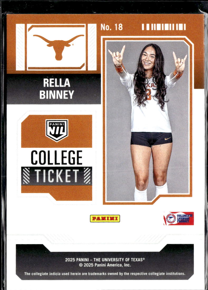 Rella Binney 2025 Contenders College Ticket RC /99 Texas Longhorns