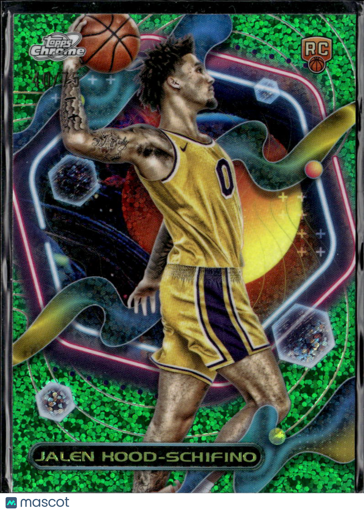 Jalen Hood-Schifino 2024 Topps Chrome Cosmic RC Green Speckle /75 Lakers