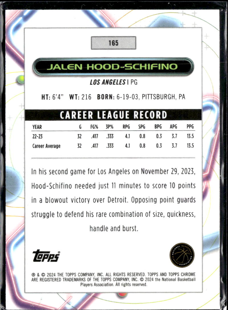 Jalen Hood-Schifino 2024 Topps Chrome Cosmic RC Green Speckle /75 Lakers