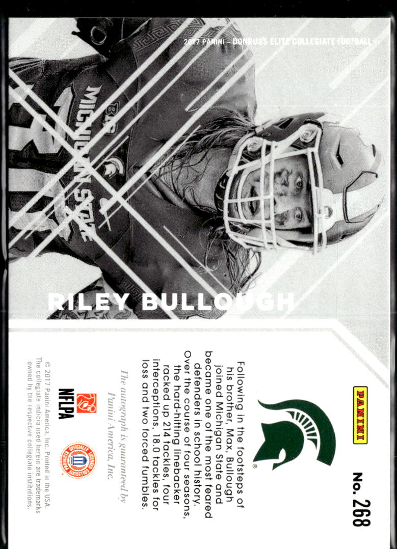 Riley Bullough 2017 Elite Auto Autograph RC /49 Michigan State Spartans