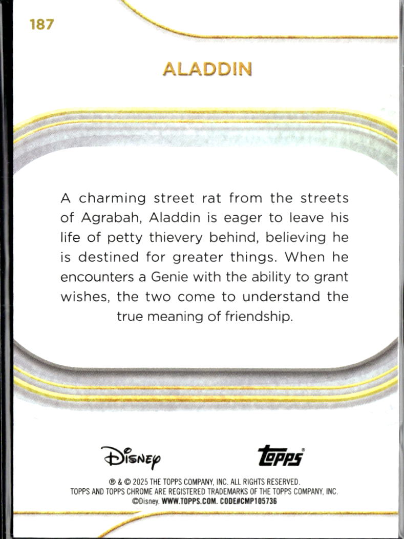 Aladdin 2025 Topps Chrome Disney Orange Wave Refractor 5/25 #187