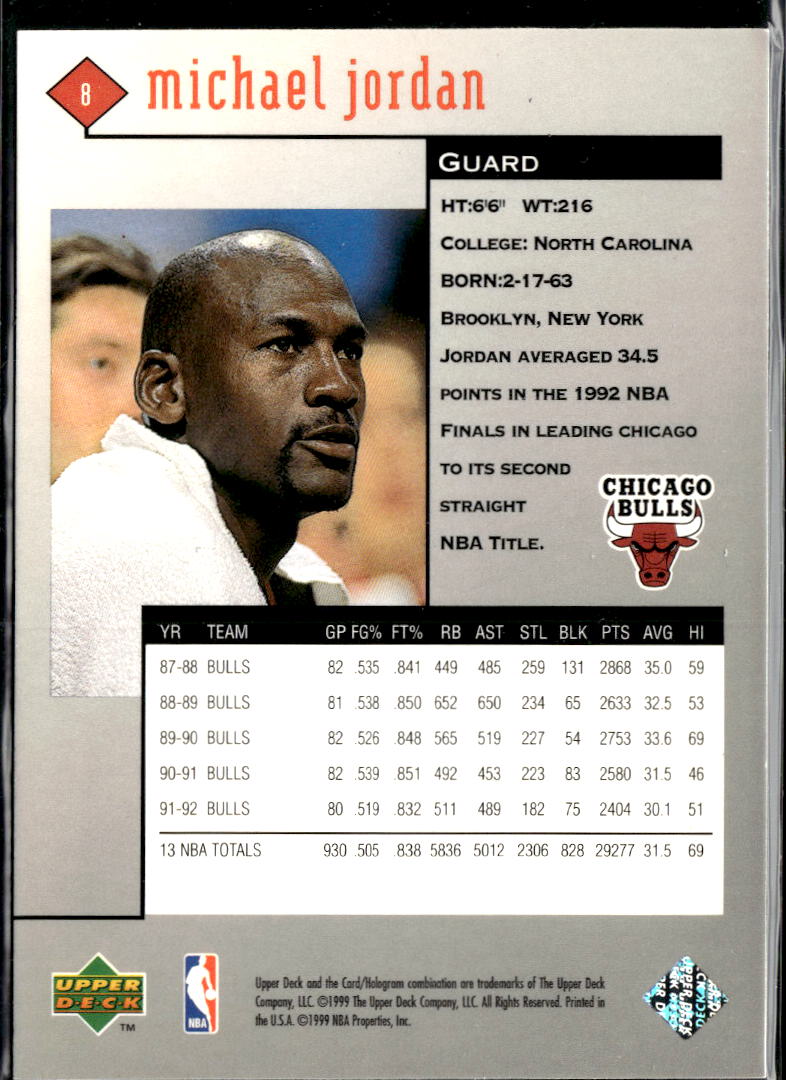 Michael Jordan 1999 Upper Deck Black Diamond #8 Chicago Bulls