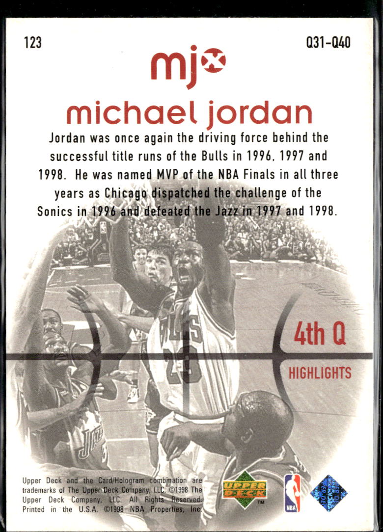 Michael Jordan 1998 Upper Deck Black Diamond #123 Chicago Bulls