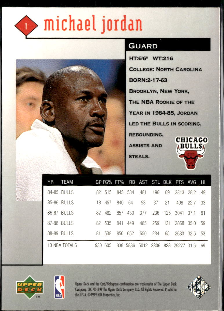 Michael Jordan 1999 Upper Deck Black Diamond #1 Chicago Bulls