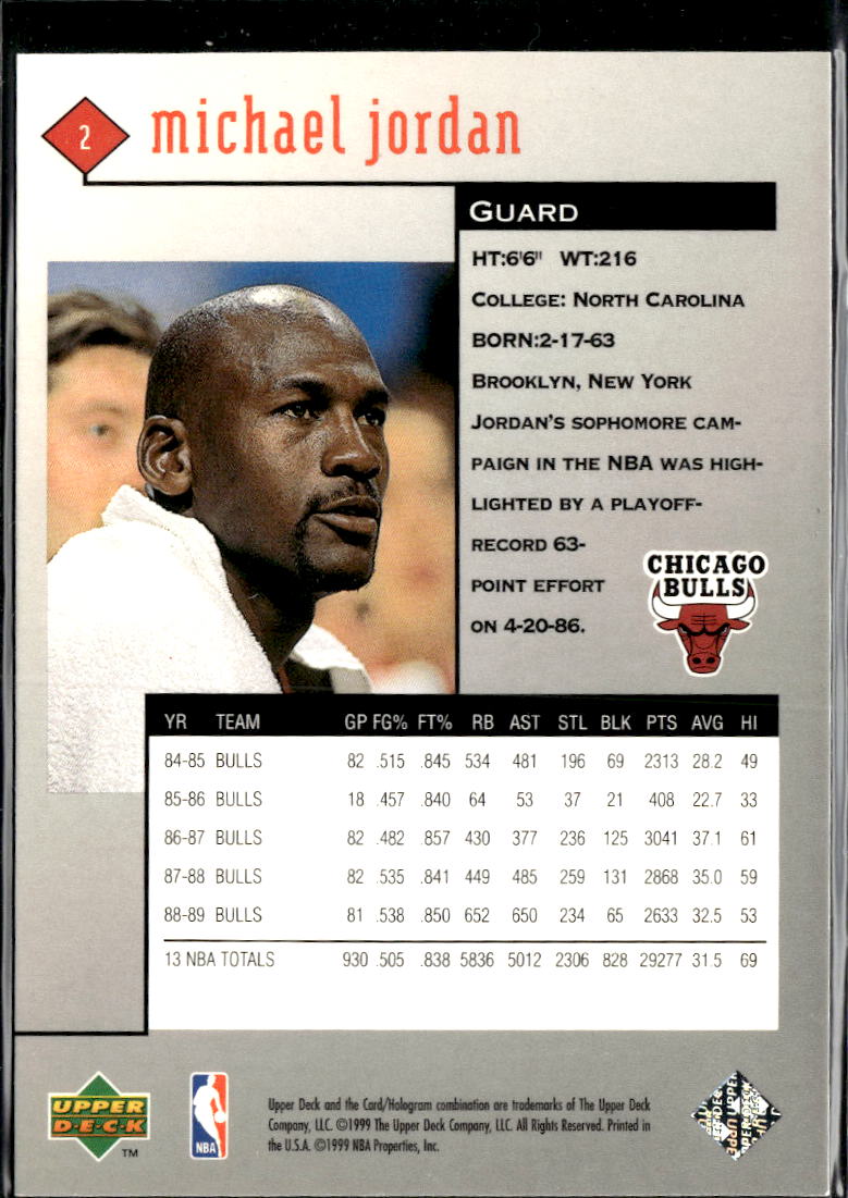 Michael Jordan 1999 Upper Deck Black Diamond #2 Chicago Bulls