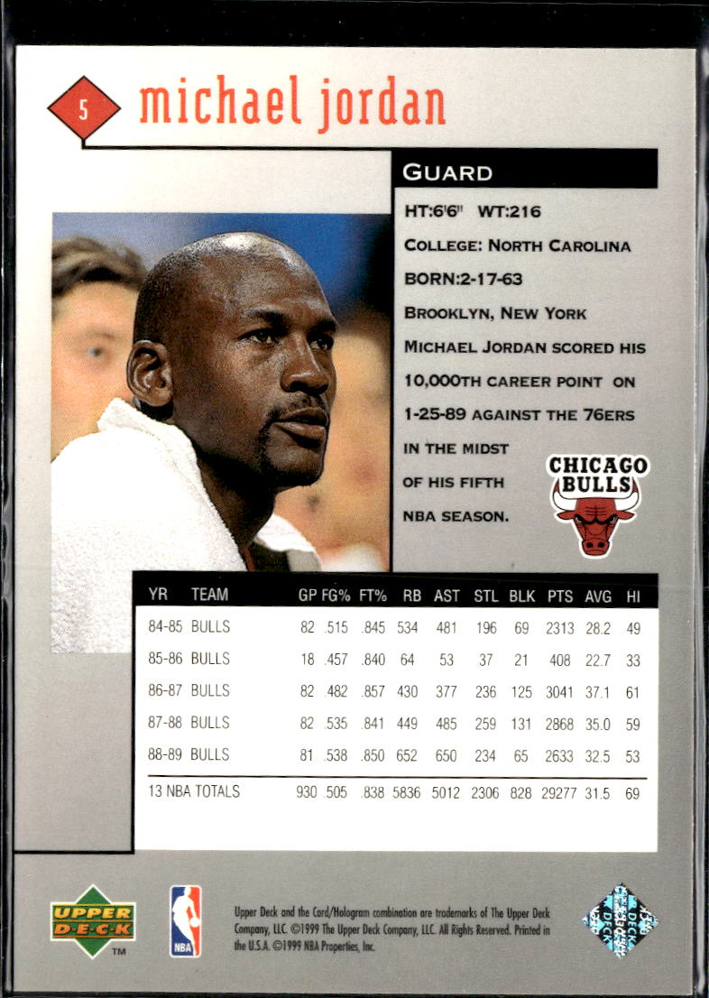 Michael Jordan 1999 Upper Deck Black Diamond #5 Chicago Bulls