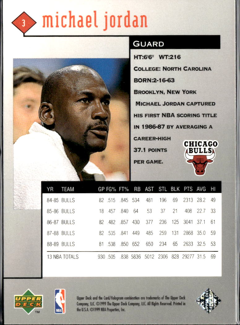 Michael Jordan 1986 Upper Deck Black Diamond #3 Chicago Bulls
