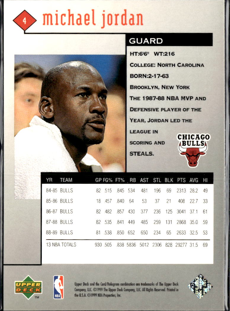 Michael Jordan 1999 Upper Deck Black Diamond #4 Chicago Bulls