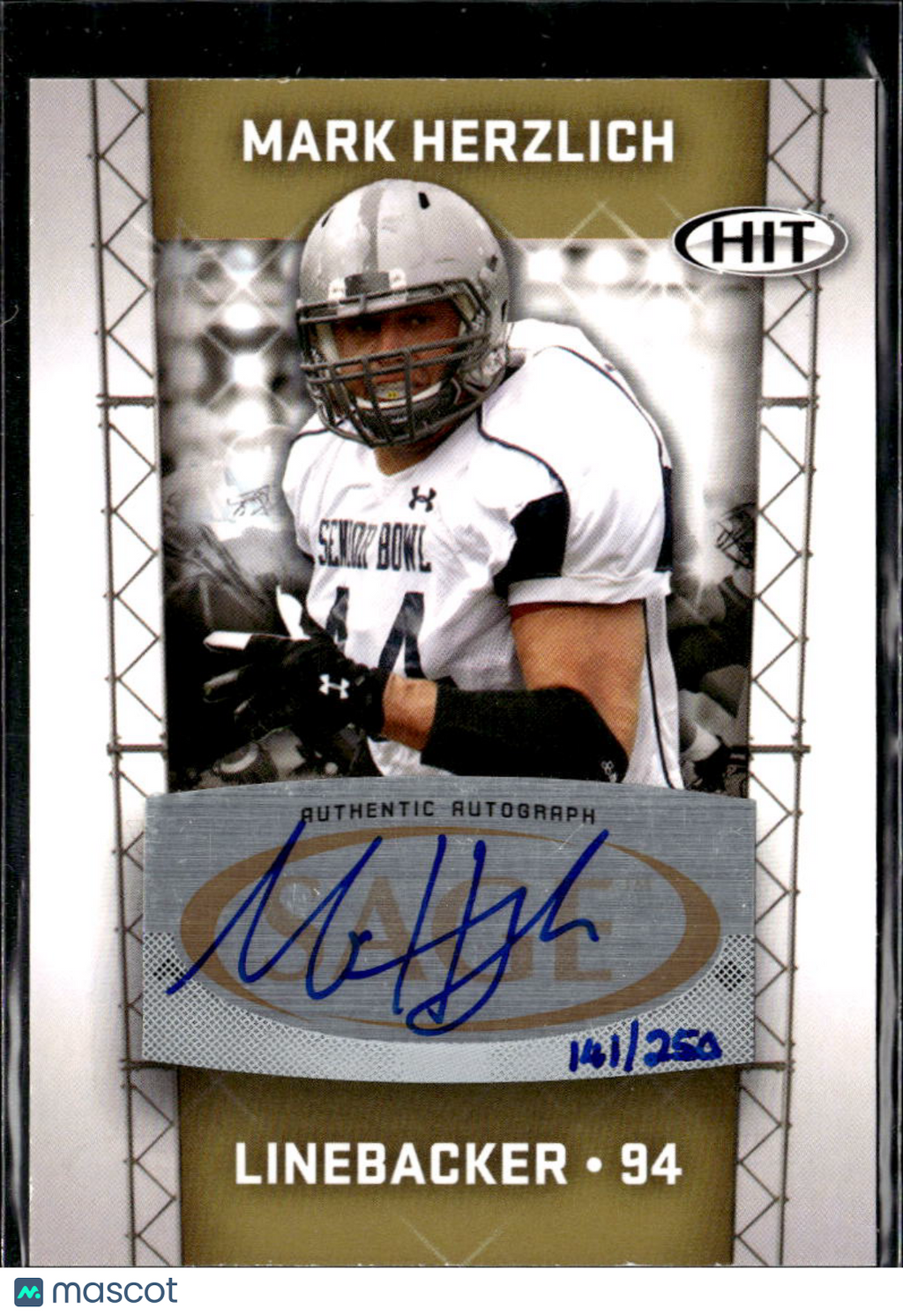 Mark Herzlich 2011 SAGE HIT Auto Autograph RC New York Giants 141/250