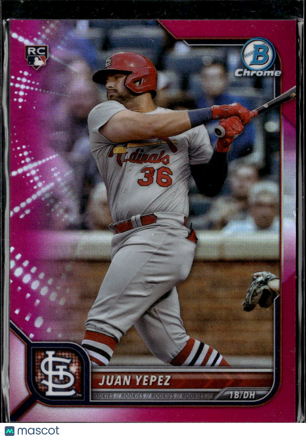 Juan Yepez 2022 Bowman Chrome RC Fuchsia Refractor /299 St. Louis Cardinals