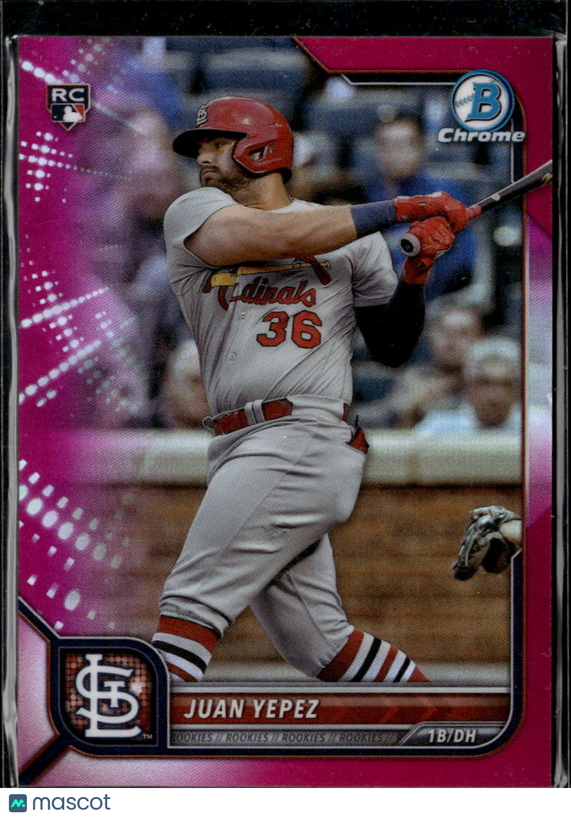 Juan Yepez 2022 Bowman Chrome RC Fuchsia Refractor /299 St. Louis Cardinals