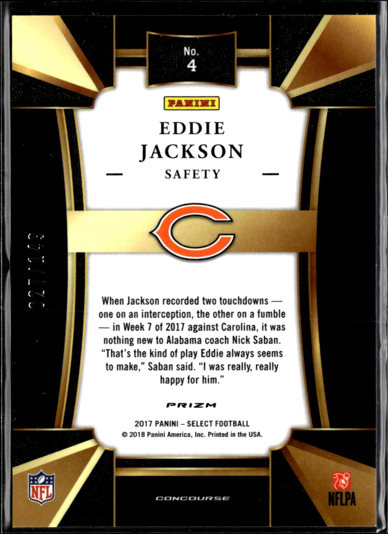 Eddie Jackson 2017 Select RC Blue Prizm Rookie 27/149 Chicago Bears