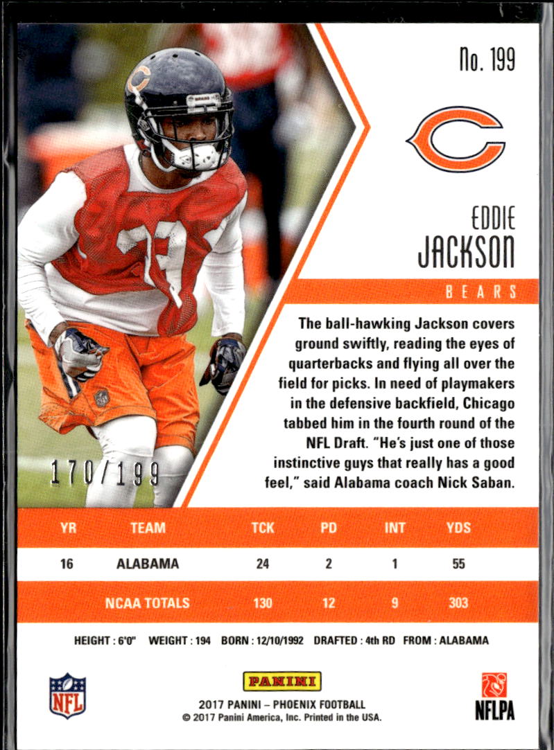 Eddie Jackson 2017 Panini Phoenix Pink RC 170/199 Chicago Bears