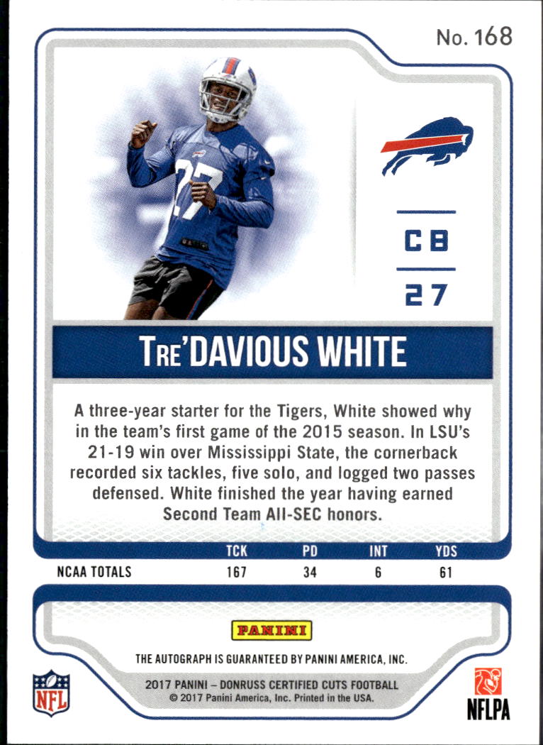 Tre'Davious White 2017 Certified Cuts Auto Autograph RC 41/99 Buffalo Bills
