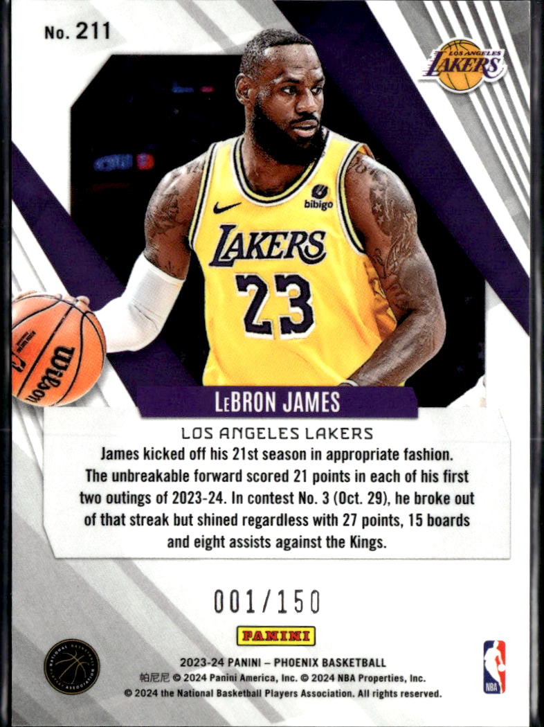 LeBron James 2023-24 Phoenix White Prizm 1/150 Los Angeles Lakers