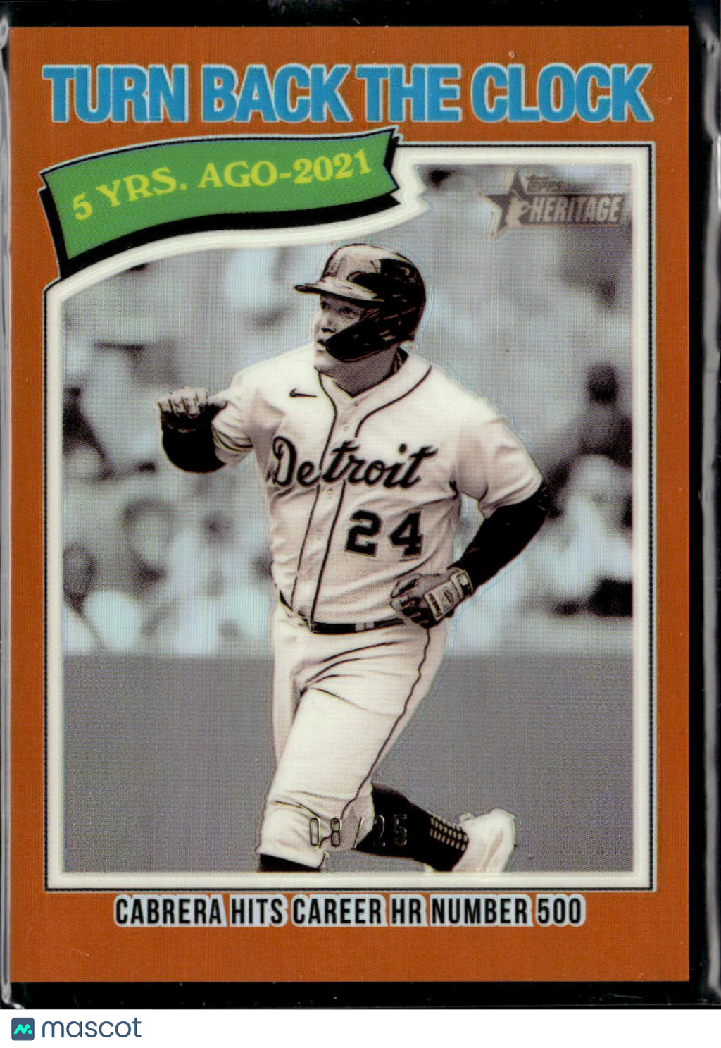 Miguel Cabrera 2026 Topps Heritage Orange Refractor 8/25 Detroit Tigers