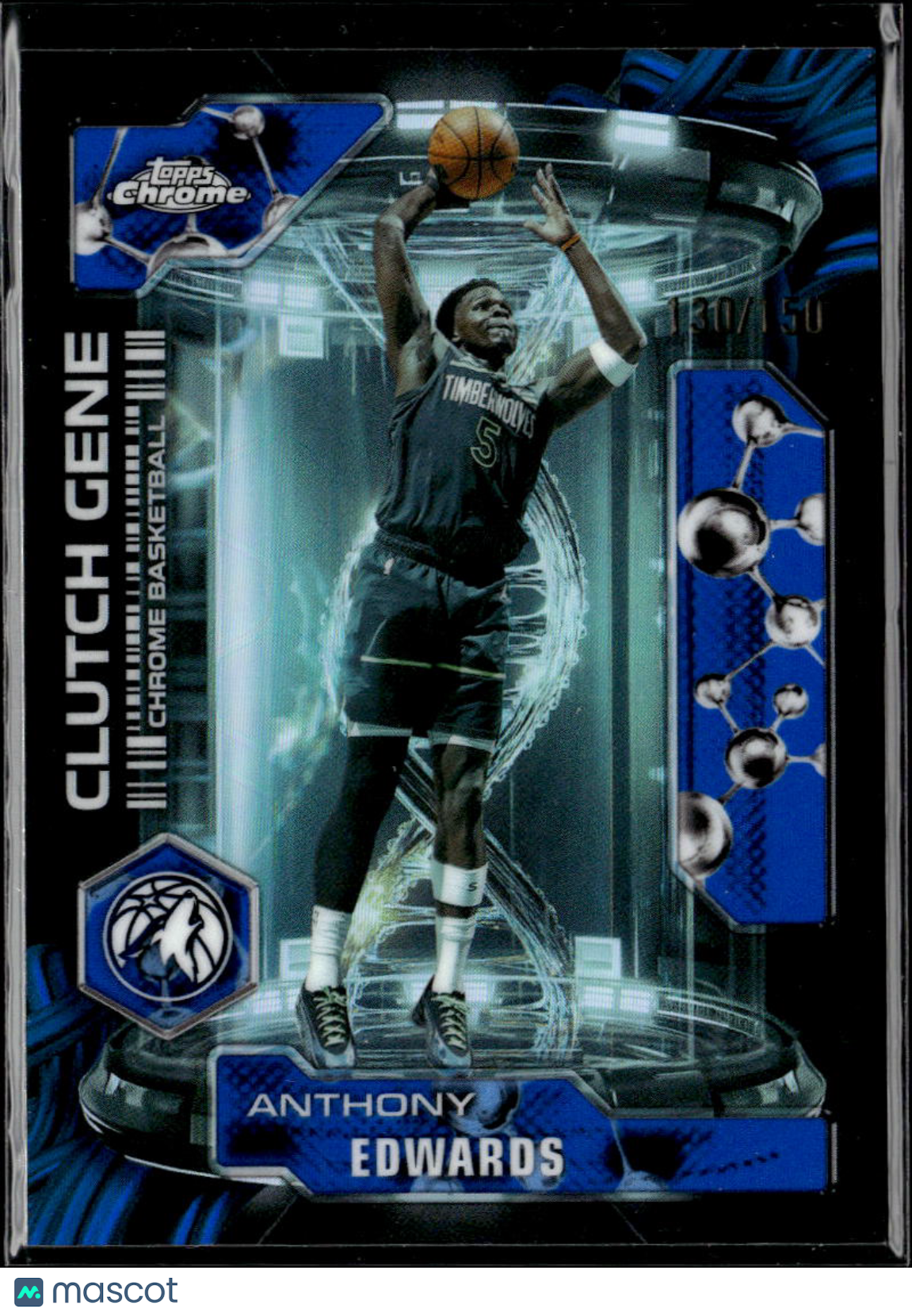 Anthony Edwards 2026 Topps Chrome Clutch Gene Blue 130/150 Timberwolves