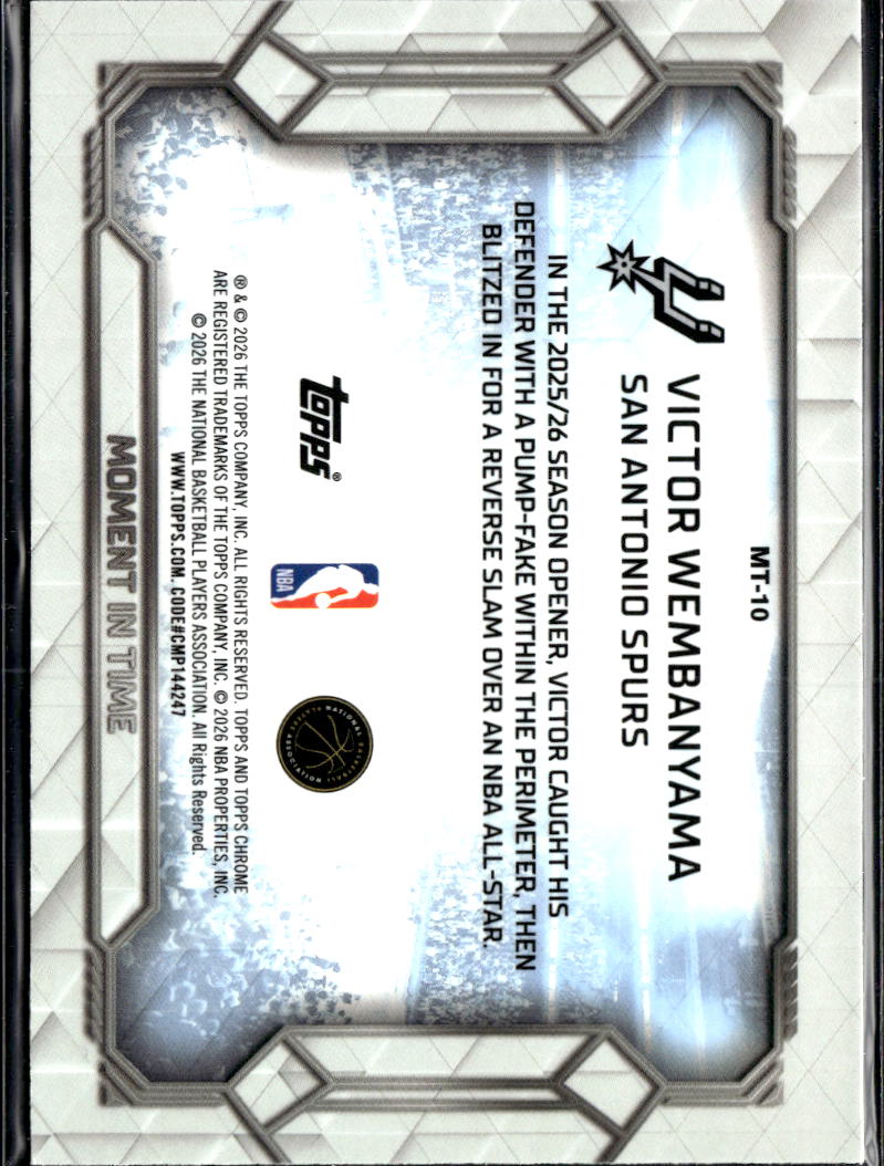 Victor Wembanyama 2026 Topps Chrome Moment in Time San Antonio Spurs