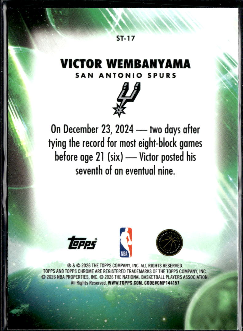 Victor Wembanyama 2026 Topps Chrome Stratospheric Stars San Antonio Spurs