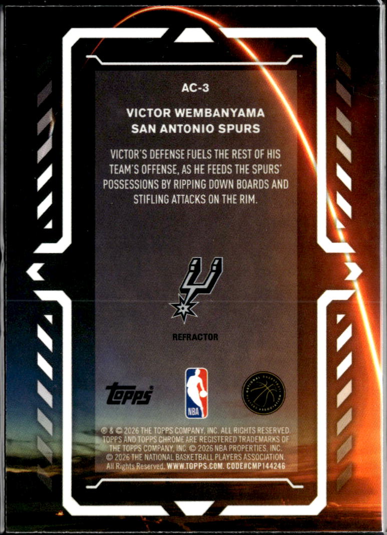Victor Wembanyama 2026 Topps Chrome Activators Refractor San Antonio Spurs