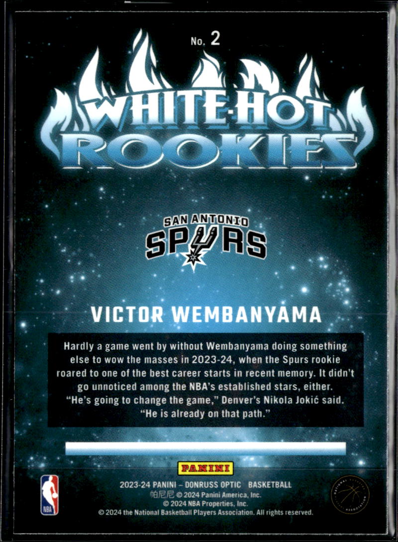 Victor Wembanyama 2023-24 Optic White Hot Rookies RC San Antonio Spurs