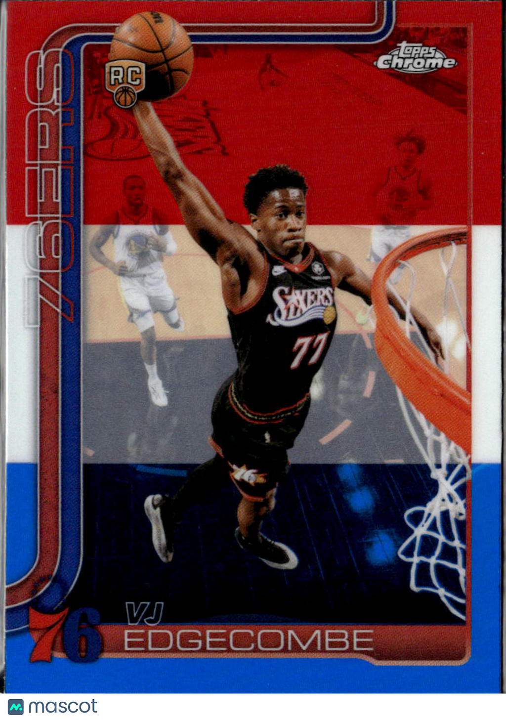 VJ Edgecombe 2026 Topps Chrome Update Red White & Blue RC Philadelphia 76ers