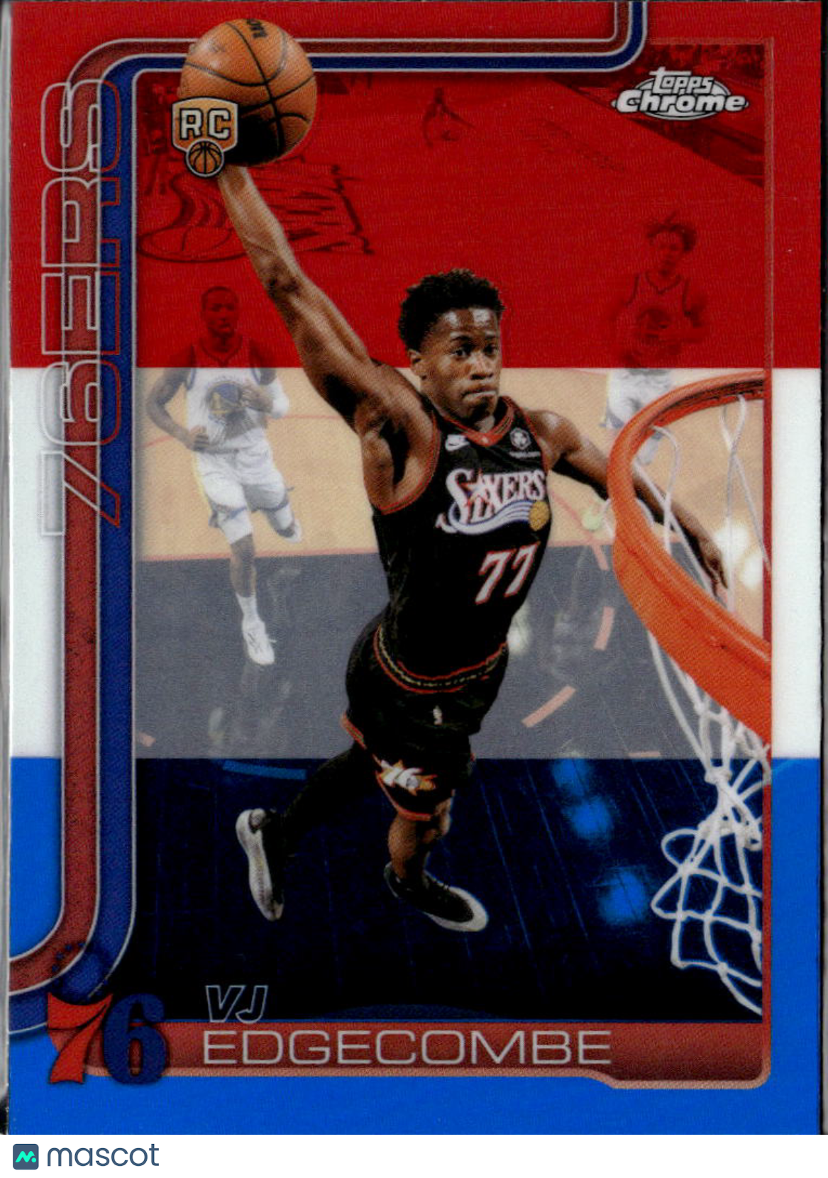 VJ Edgecombe 2026 Topps Chrome Update Red White & Blue RC Philadelphia 76ers