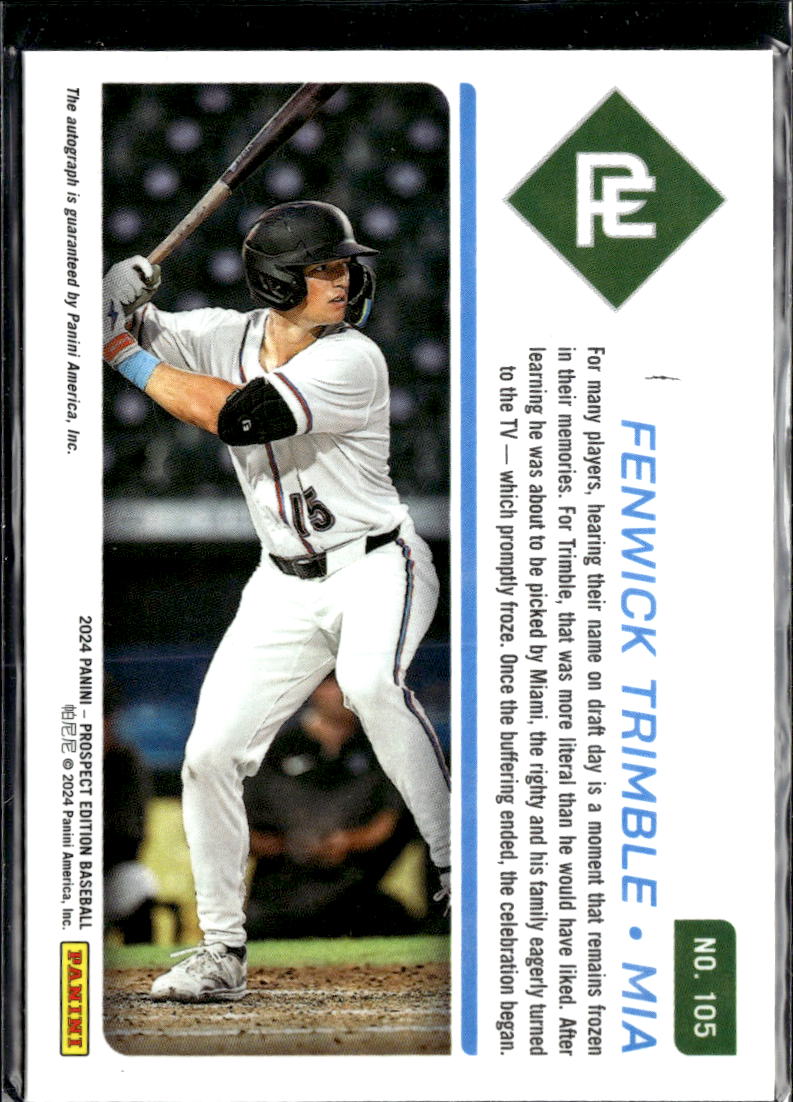 Fenwick Trimble 2024 Panini Prospect Edition Auto Autograph Ticket Miami