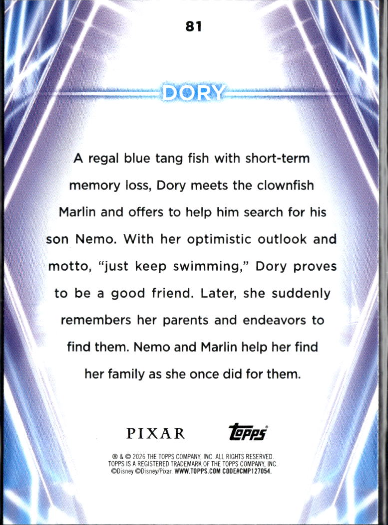 Dory 2026 Topps Pixar Snow Caps Parallel #81