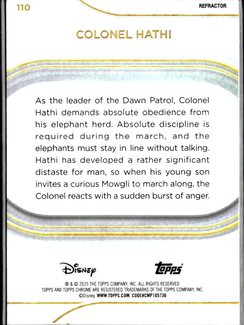 Colonel Hathi 2025 Topps Chrome Disney Refractor #110