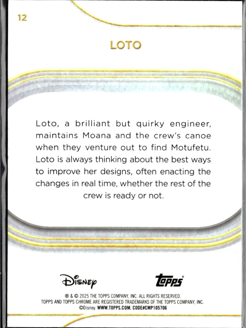 Loto 2025 Topps Chrome Disney Debut Mini Diamond Refractor #12