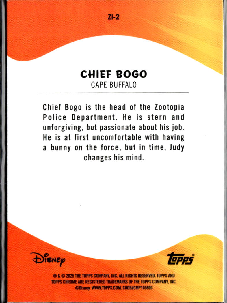 Chief Bogo 2025 Topps Chrome Disney #ZI-2
