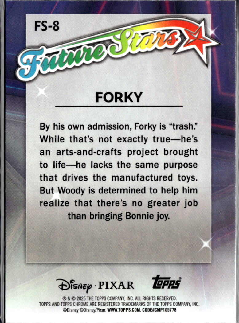 Forky 2025 Topps Chrome Disney 100 Future Stars Insert #FS-8
