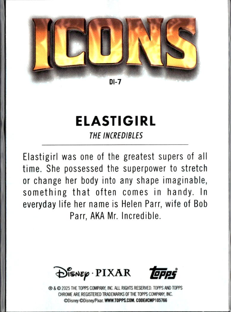 Elastigirl 2025 Topps Chrome Disney Icons #DI-7