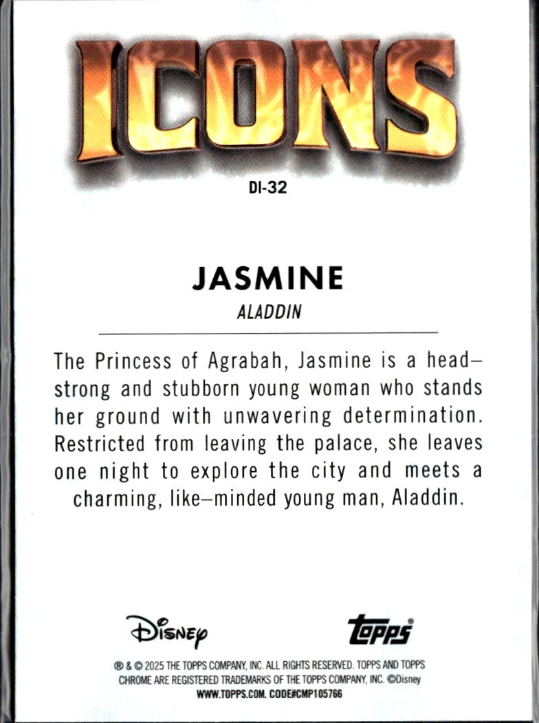 Jasmine 2025 Topps Chrome Disney Icons #DI-32