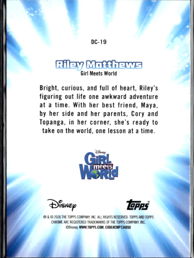 Riley Matthews 2026 Topps Chrome Disney Channel #DC-19