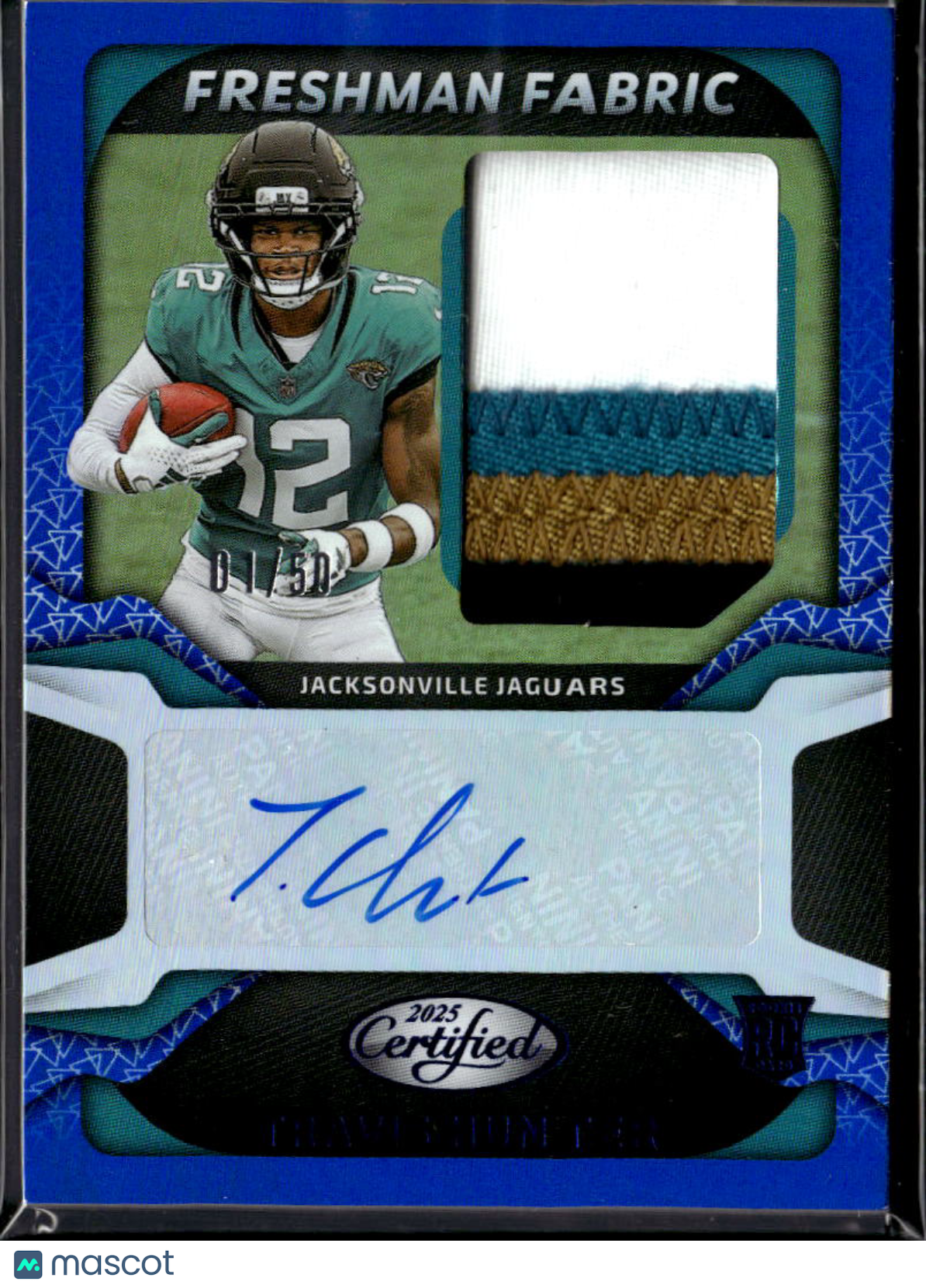 Travis Hunter 2025 Certified Auto Autograph Patch RC 1/50 Jacksonville Jaguars