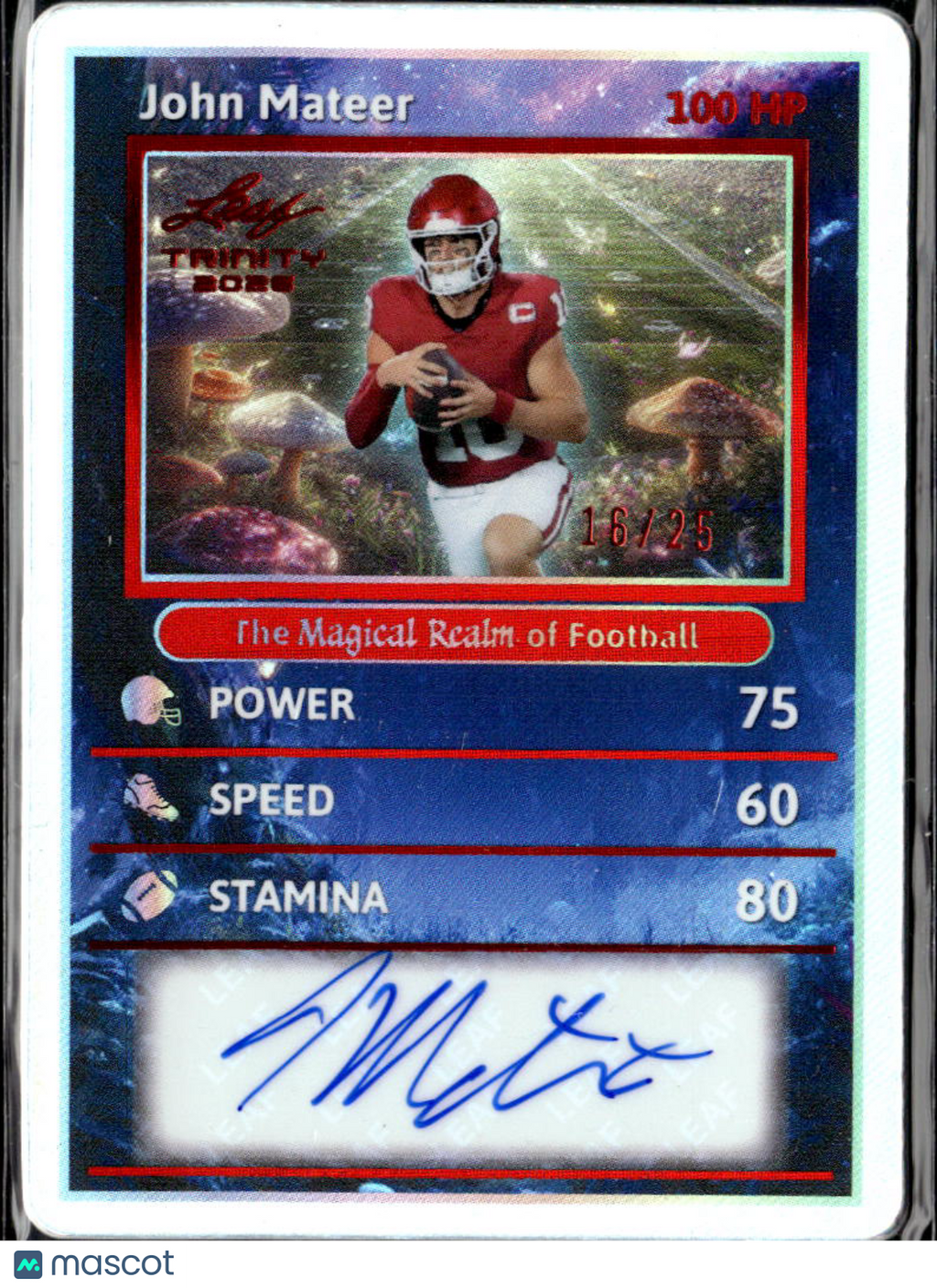 John Mateer 2026 Leaf Trinity Auto Autograph RC Oklahoma Sooners 16/25