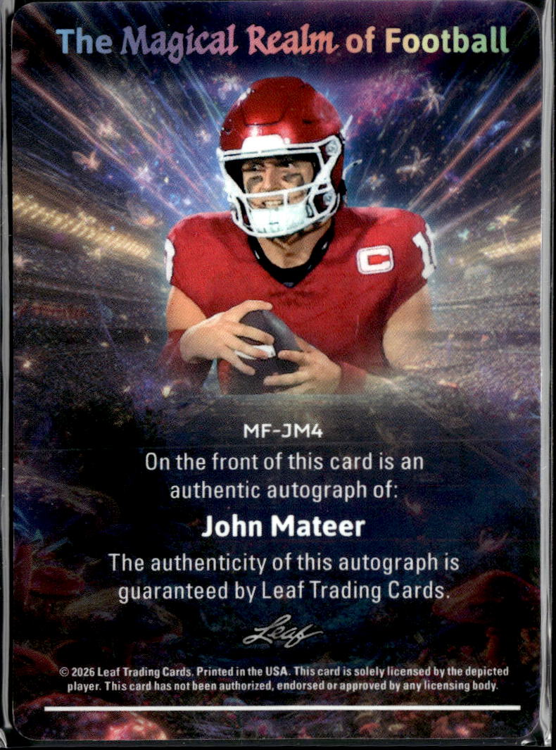 John Mateer 2026 Leaf Trinity Auto Autograph RC Oklahoma Sooners 16/25