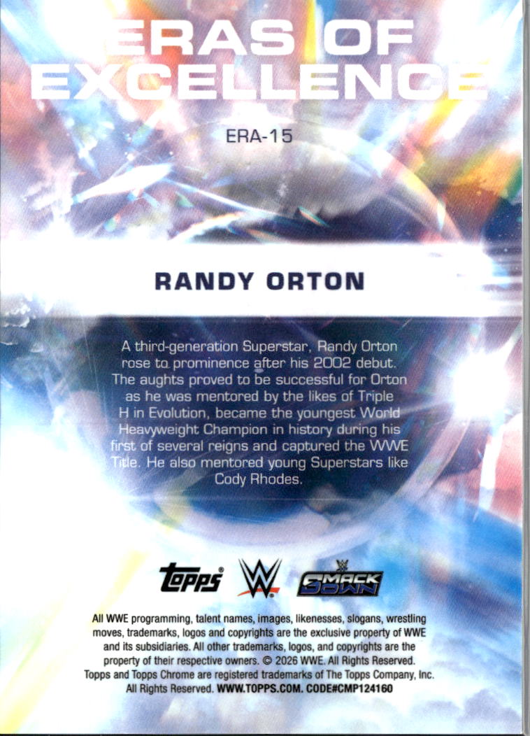 Randy Orton 2026 Topps Chrome WWE Eras of Excellence BLACK Refractor 1/10