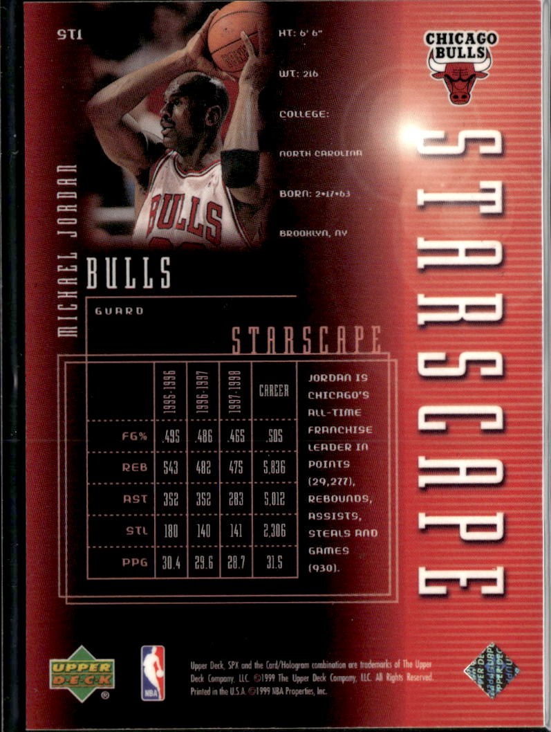 Michael Jordan 1999 Upper Deck SPx Starscape #ST1 Chicago Bulls