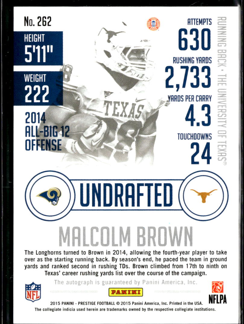 Malcolm Brown 2015 Prestige Auto Autograph RC Texas Longhorns St. Louis Rams