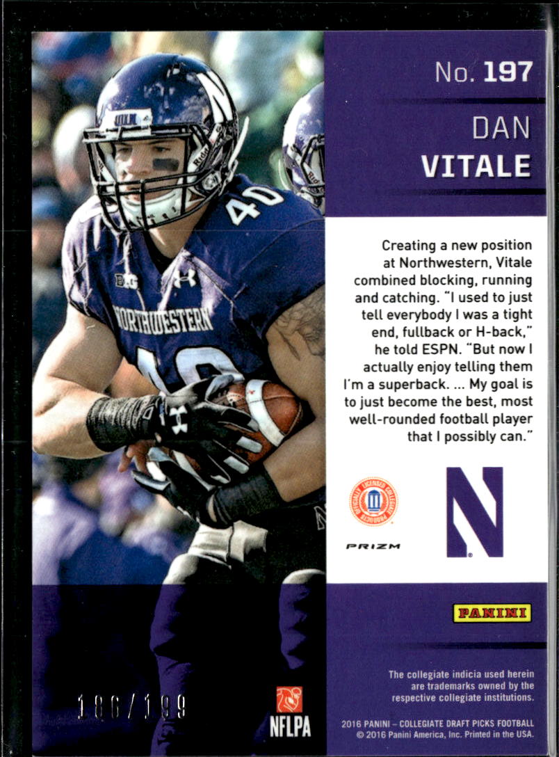 Dan Vitale 2016 Prizm Draft Rookie RC Camo /199 Northwestern Wildcats
