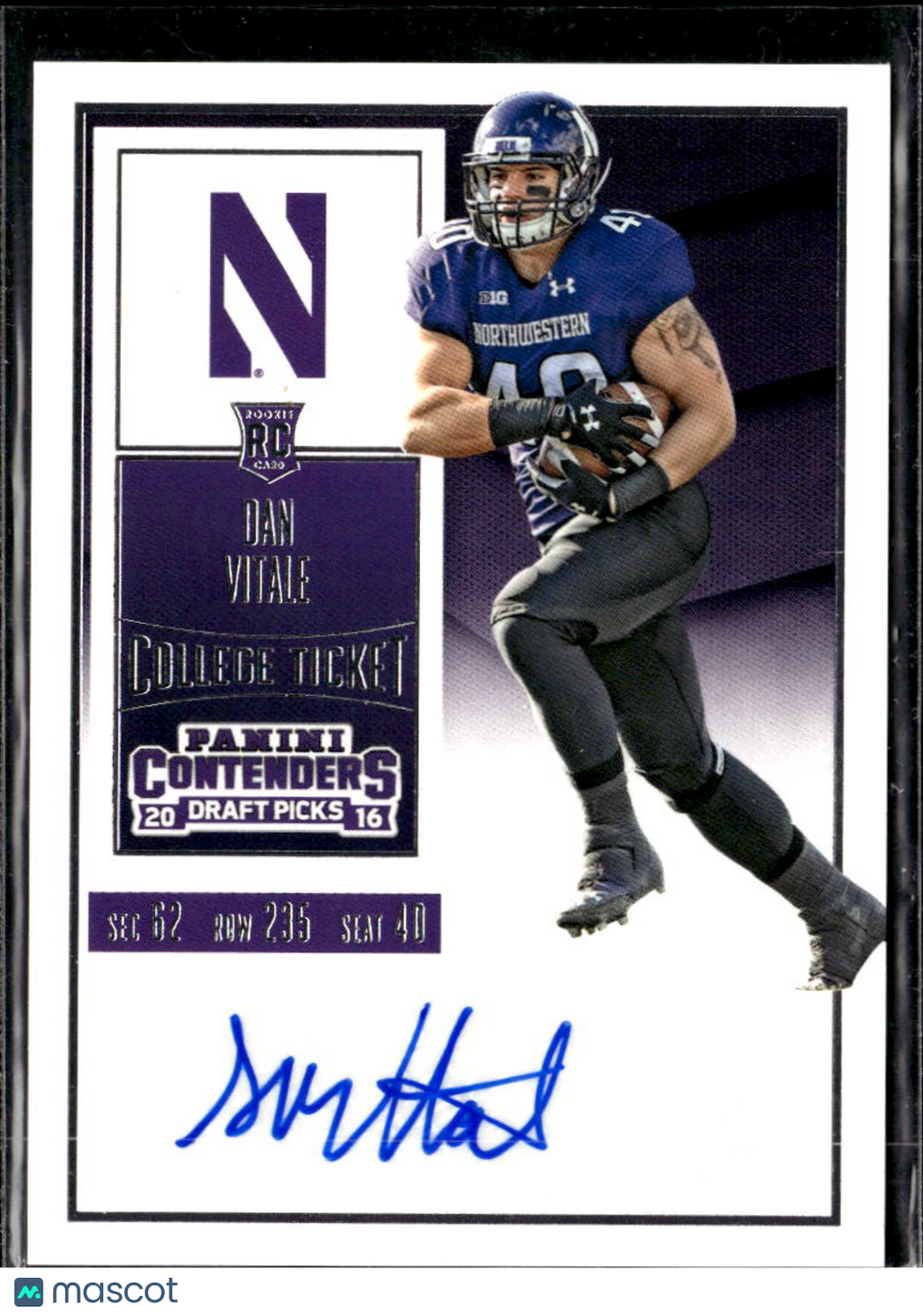 Dan Vitale 2016 Contenders Auto Autograph RC Northwestern Wildcats