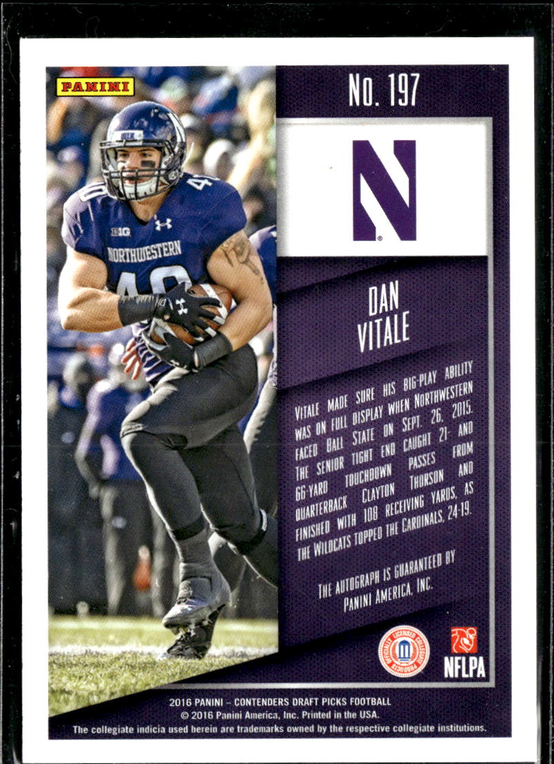 Dan Vitale 2016 Contenders Auto Autograph RC Northwestern Wildcats