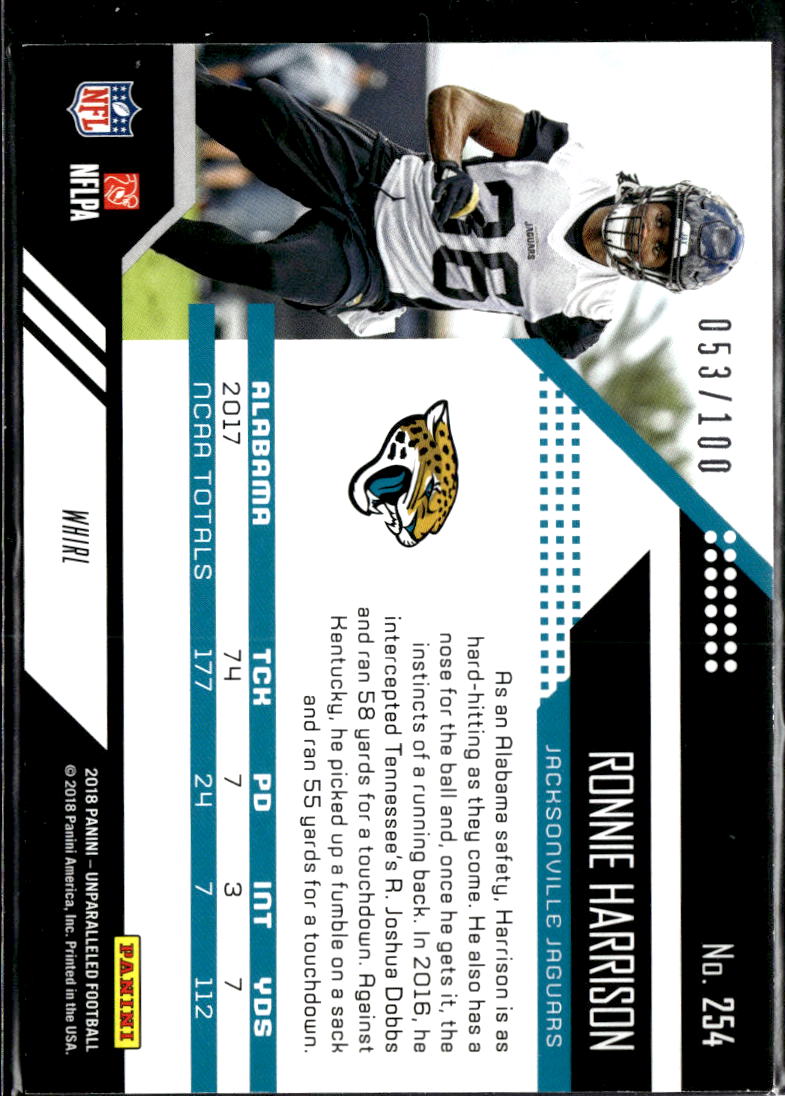 Ronnie Harrison 2018 Unparalleled Rookie RC Whirl /100 Jacksonville Jaguars