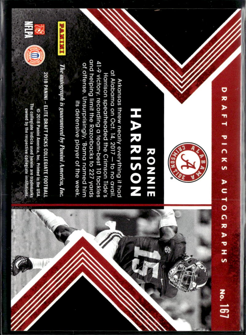 Ronnie Harrison 2018 Elite Auto Autograph RC Alabama Crimson Tide